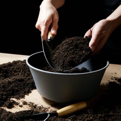 ミニスコップで土入れ