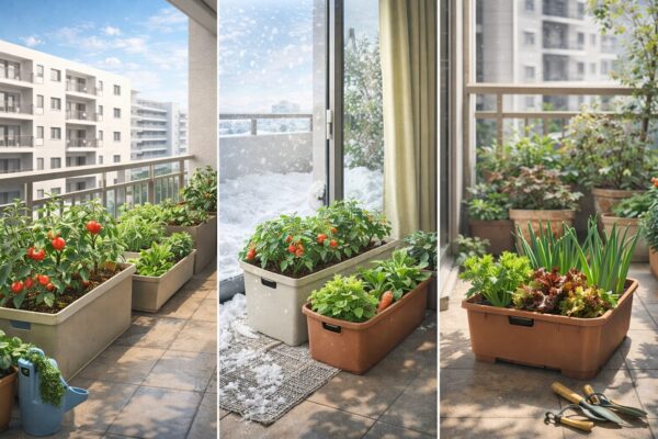 都市のバルコニーで育つ野菜