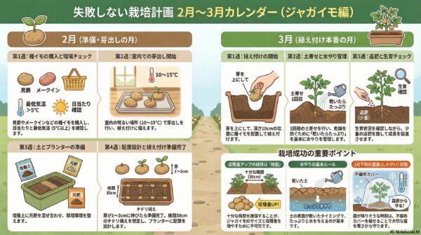 栽培計画 2月〜3月のカレンダー