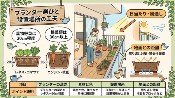 プランター選びと設置場所の工夫