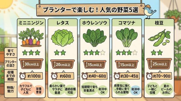 プランターで楽しむ人気野菜5選！