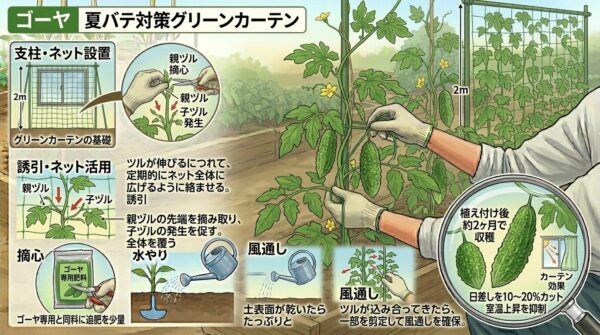 ゴーヤ:夏バテ対策グリーンカーテン