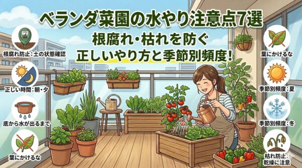 ベランダ菜園の水やり注意点7選｜根腐れ・枯れを防ぐ正しいやり方と季節別頻度！