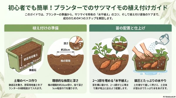 プランターでのサツマイモ植え付けガイド