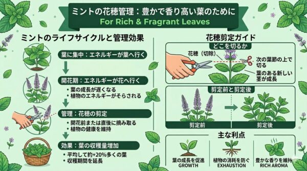 ミントの花穂管理